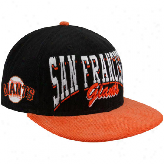 New Era San Francisco Giants Black-orange 9fifty Corduroy Snapback Adjustable Hat