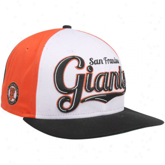 New Era San Francisco Giants Black-orange-cream 9fifty Script Wheel Snapback Adjustable Hat