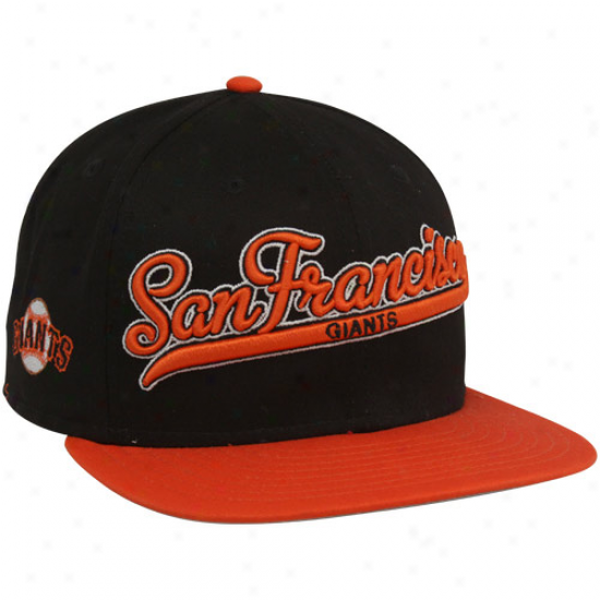 New Era San Francisco Giants Black-orange Scripter Snapback Adjustable Hat