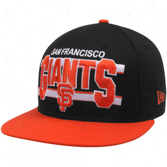 New Era San Francisco Giants Black-orange Word Stripe 9fifty Snapback Adjustable Hat