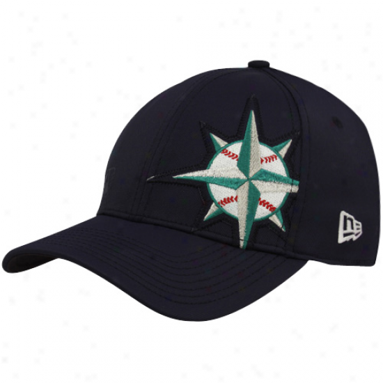 New Era Seattle Mariners Navy Blue Side Patch 39thirty Flex Fit Hat