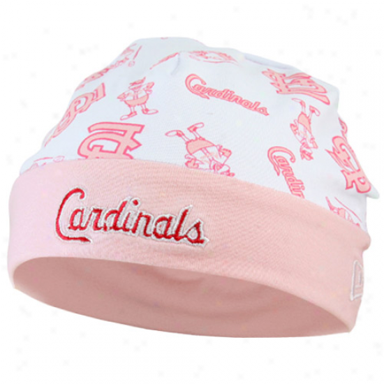 New Era St. Louis Cardinals Newborn Girls White-pink Reversible Knit Beanie