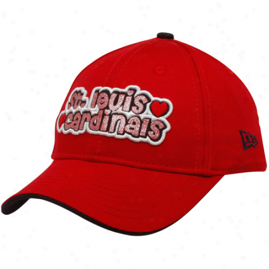 New Era St. Louis Cardinals Youth Girls Red Team Glitter Adjustable Hat