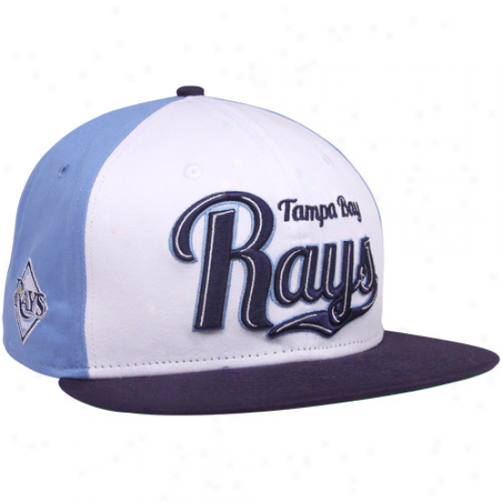 New Era Twmpa Bay Rays White-light Blue-navy Blue 9fufty Script Wheel Snapback Adjustable Hat