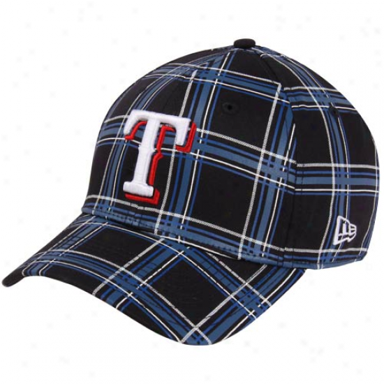 New Era Texas Rangerz 39thirty The Breaker Plaid Flex Fit Hat - Navy Blue