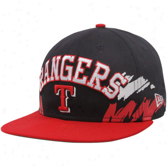 New Era Texas Rangers Navy Blue-red Side Sanpback 9fifty Adjustable Hat