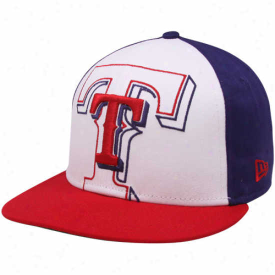 New Era Texas Ranggers Red-white-royal Pedantic  Little Big Pop 9fifty Snapback Adjustable Hat