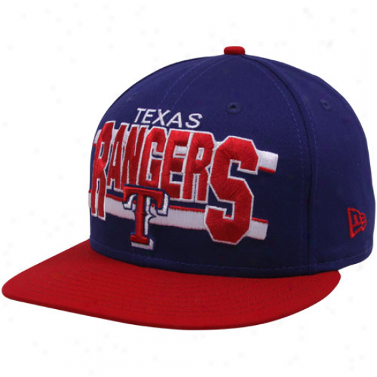 Unaccustomed Era Texas Rangers Royal Blue-red Word Stripe 9fifty Snapback Adjustable Hat