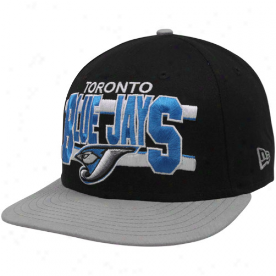 New Era Toronto Blue Jays Black-gray Word Stroke  9fifty Snapback Adjustable Hat