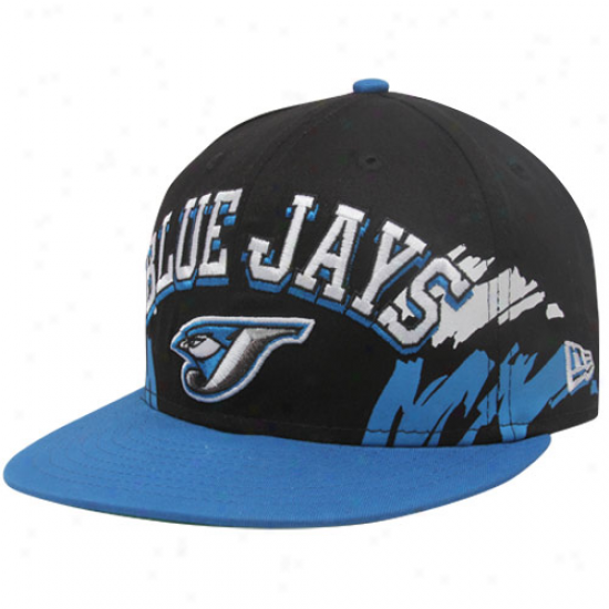 New Era Toronto Blue Jays Black-royal Blue Side Snapback 9fifty Adjustable Hat