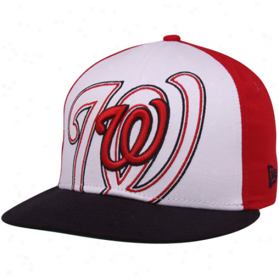 New Era Washington Nationals Black-white-red Little Big Pop 9fifty Snapback AdjustableH at