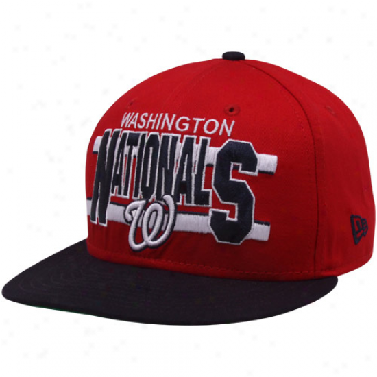 New Era Washington Nationals Red-black Word Stripe 9fifty Snapback Adjustable Hat