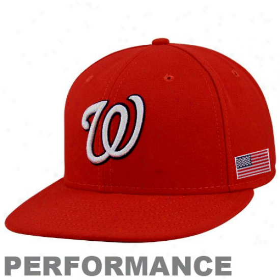 Starting a~ Era Washington Nationals Red On-field 59fifty Usa Flag Fitted Performance Hat