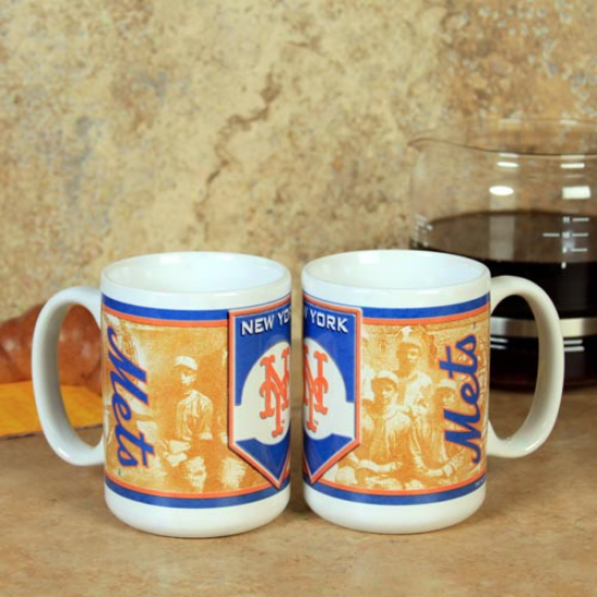 New York Mets 15oz. 2-pack Nostalgic Ceramic Mug Set