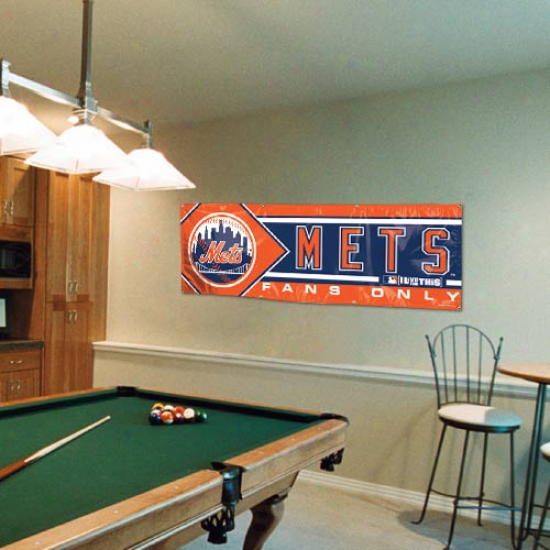 New York Mets 2' X 6' Orange-navy Blue Fans Only Vinyl Flag