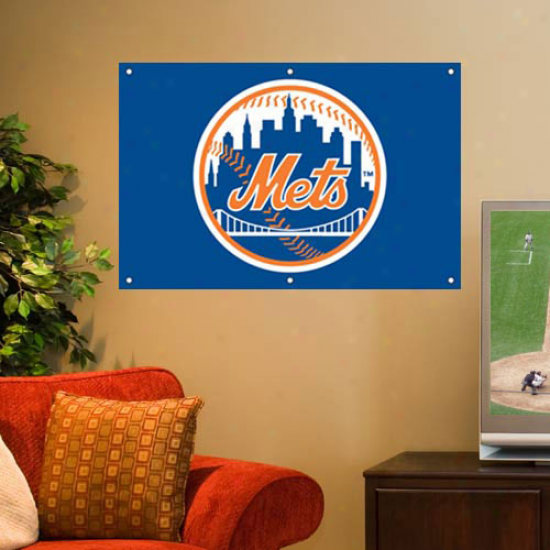 New York Mets 3' X 2' R0yal Blue Applique Logo Fan Banner