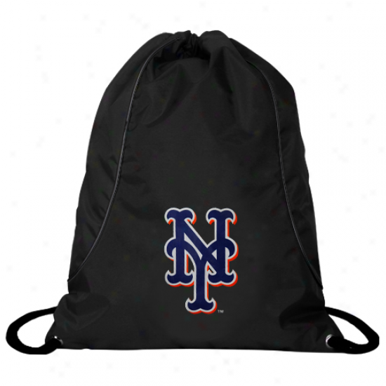 New York Mets Black Axis Drawstring Backpack