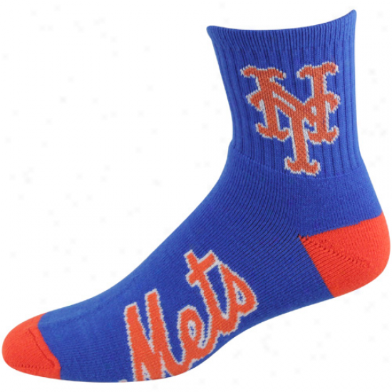 New York Mets Dual-color Team Logo Socks - Royal Blue/orange