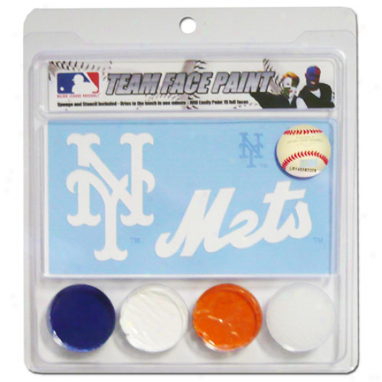 New York Mets Face Paint With Stencils