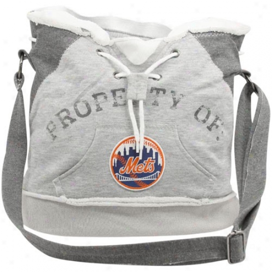 New York Mets Ladies Ash Hoodie Duffel Bag