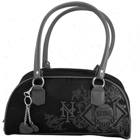 New York Mets Ladies Black Caprice Handbag