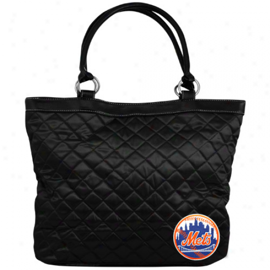 New York Mets Ladies Black Quilted Tote Bag