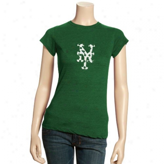 New York Mets Ladies Kelly Green St. Patrick's Day Tiny Shamrock Triblend T-shirt