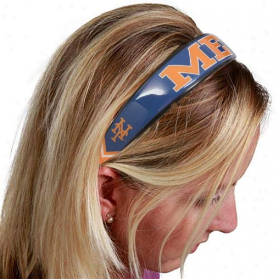 New York Mets Ladies Navy Blue Large Domed Headband