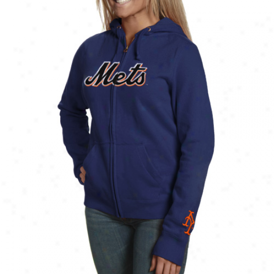 New York Mets Ladies Royal Blue Team Spirit Full Zip Hoody Sweatshirt