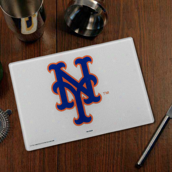 New York Mets Logo Glass Cutting Board
