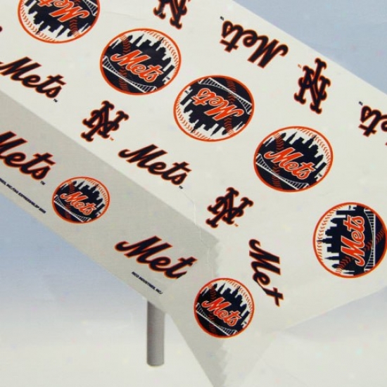 New York Mets Mlb Team Logo Plastic Tablecloth