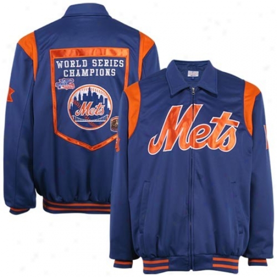 New York Mets Royal Blue World Series Pennant Varsity Jacket