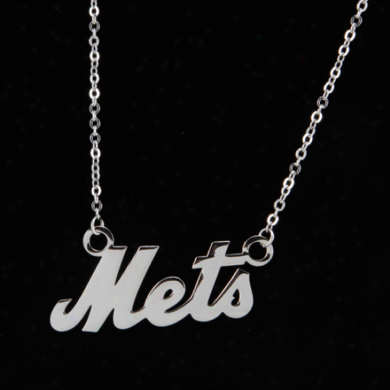 New York Mets Silver Script Necklace