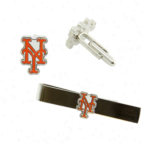 New York Mets Team Logo Tie Clip & Cufflinks Stake