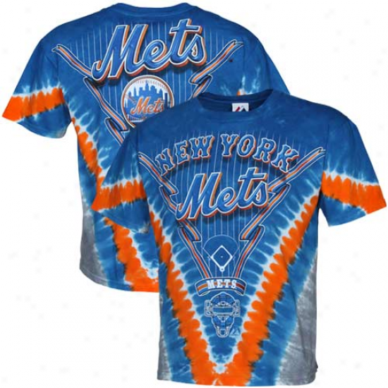 New York Mets Tie-dye Premium T-shirt - Royal Blue-orange