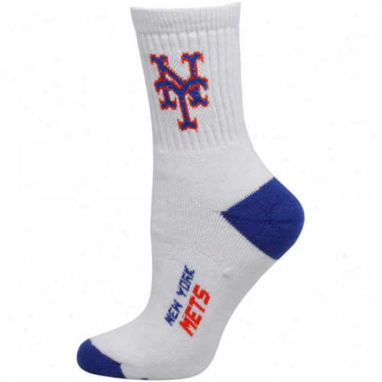 New York Mets Womens Dual-color Team Logo Crew Socks - White