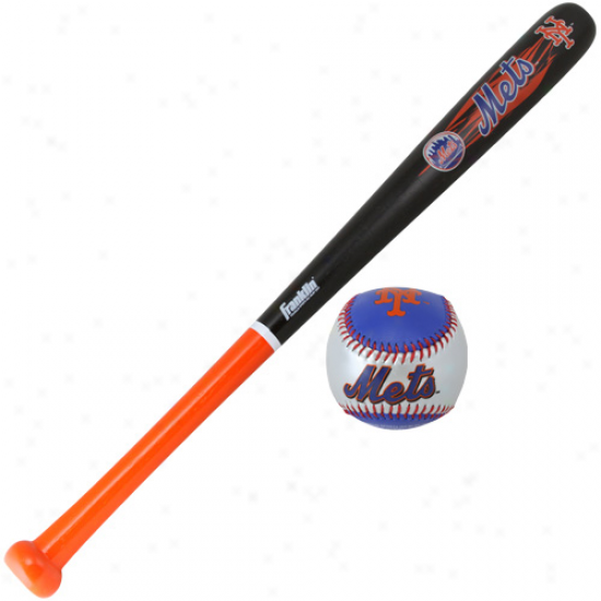 New York Mets Wood Bat & Soft Strike Baseball Set