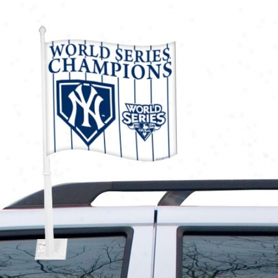 "Starting a~ Yor Yankees 12"" X 15"" 2009 World Series Champions White Car Flag"