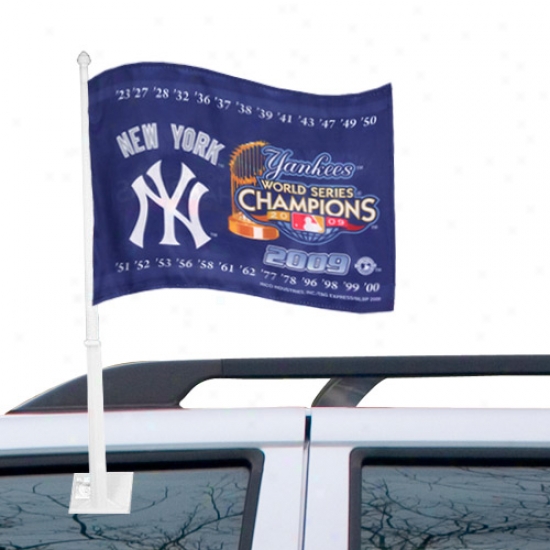 "new York Yankees 12"" X 15"" 2009 World Series Champions Navy Blue Car Flag"
