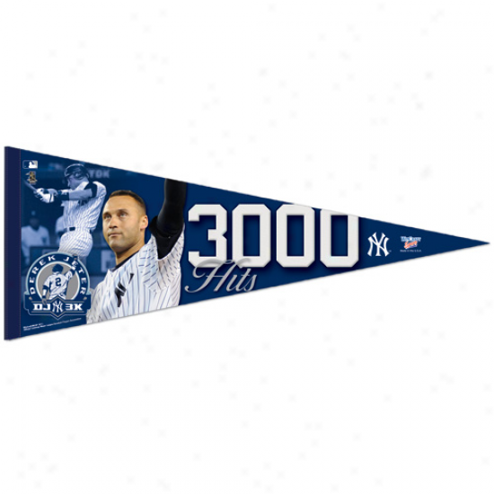 "new York Yankees #2 Derek Jeter 3000 Hits 12"" X 30"" Premium Pennant"