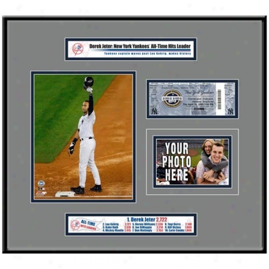 Nsw York Yankees #2 Derek Jeter Hit Record Horizontal Ticket Frame