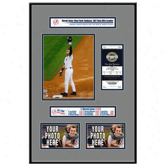 New York Yankees #2 Derek Jeter Hit Record Ticket Frame