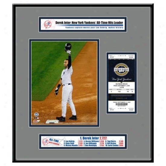 New York Yankees #2 Derek Jeter Hit Record Ticket Frame Jr.