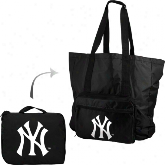 New York Yankees Black Fold-away Tote Bag Travel Pack