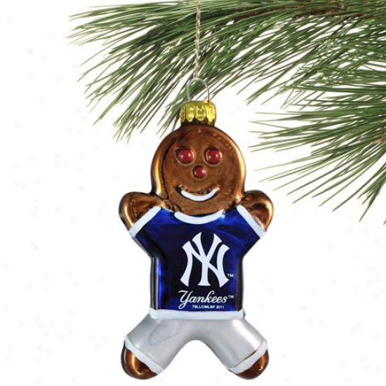 New York Yankeees Blown Glass Gingerbread Man Ornament