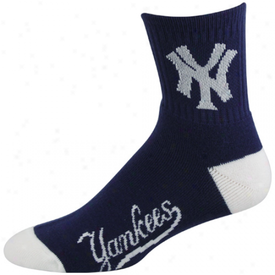 New York Yankees Dual-color Team Logo Socks - Navy Blue/white