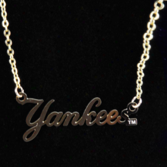 New York Yankees Gold Script Necklace