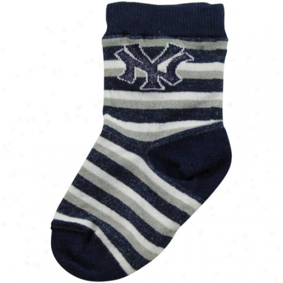 New York Yankees Infant Sport Stripe Socks - Navy Blue/silver