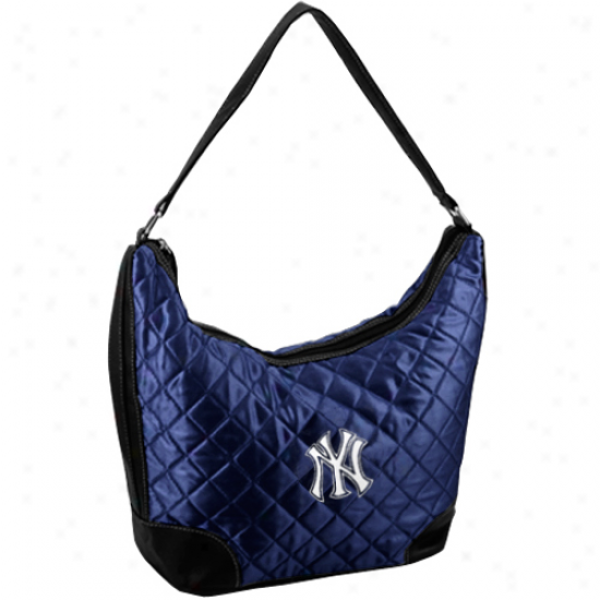 New York Yankees Ladies NavyB lue Quilted Hobo Purse