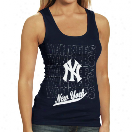 New York Yankees Ladies Navy Blue Repeater Tank Top